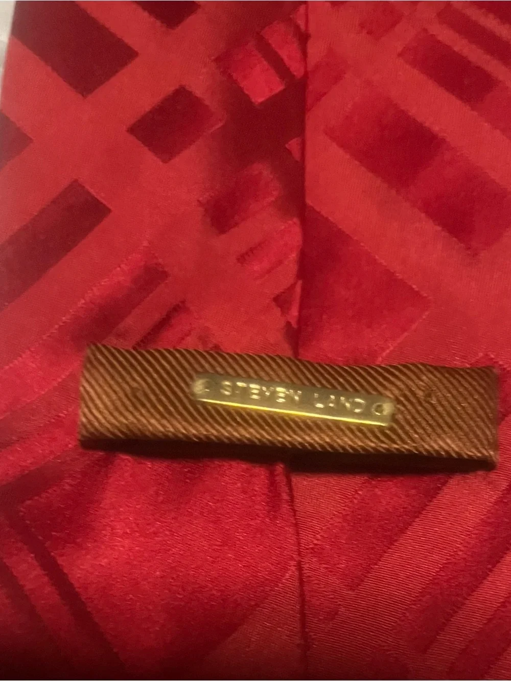 Steven Land Red Plaid Silk Tie